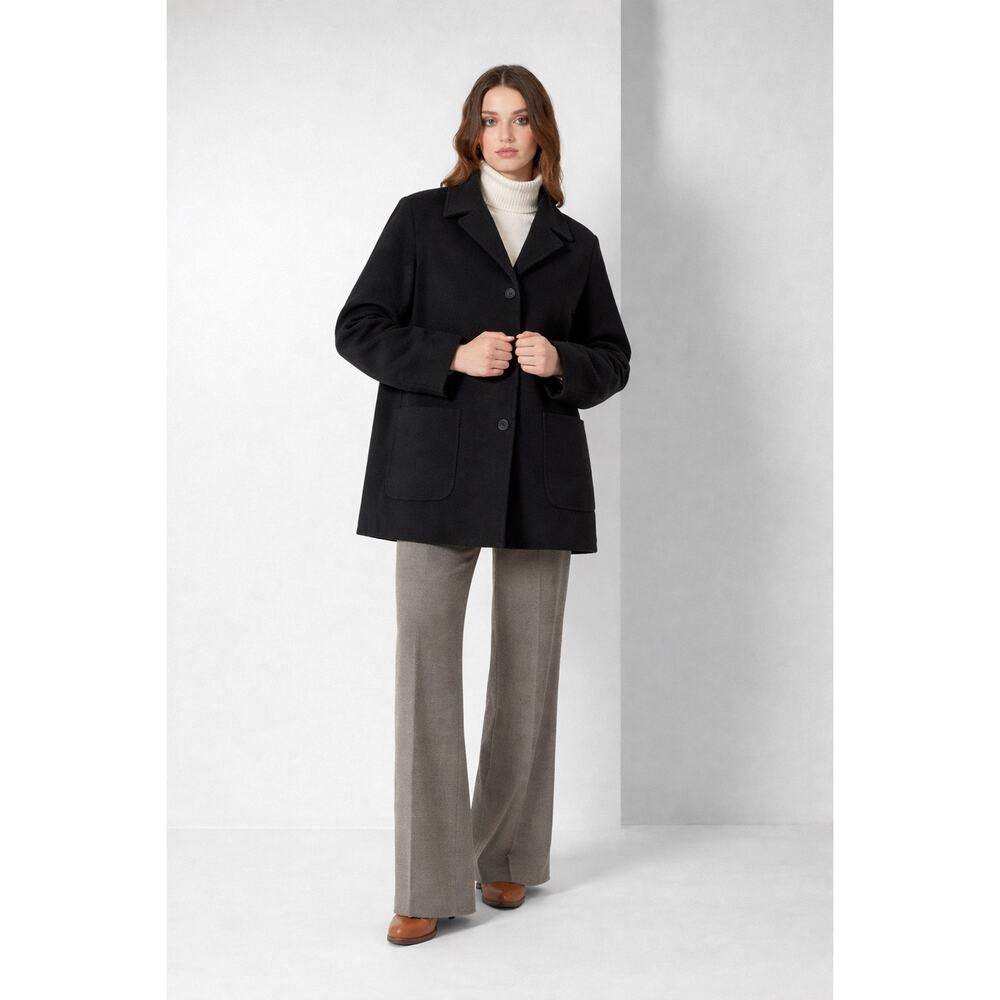 Cinzia Rocca Wool Cashmere Luxury Winter Coat Black Jacket Oversized